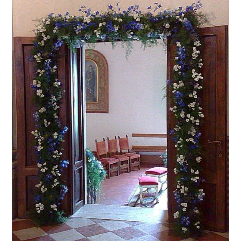 FESTONE FLOREALE, TRADIZIONE - bianco e blu