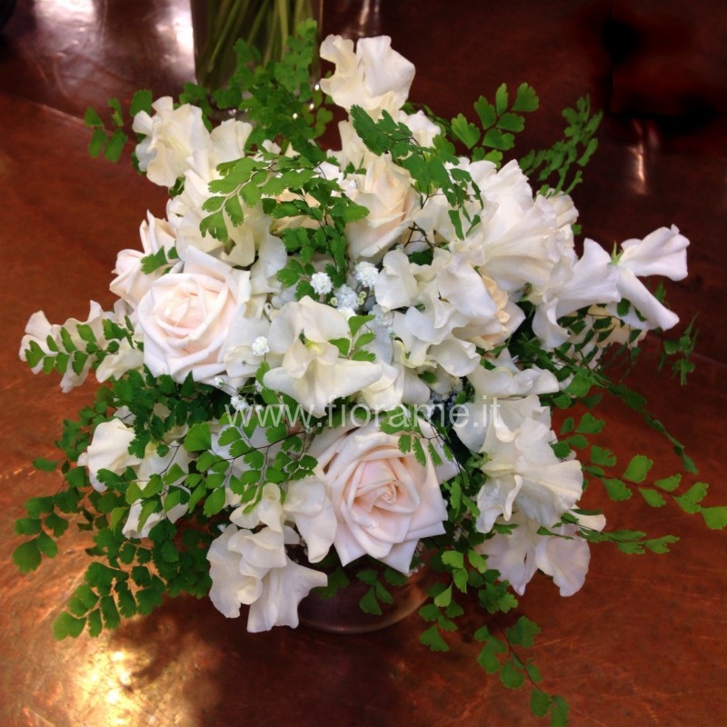 BOUQUET OF WHITE FLOWERS - roses and other